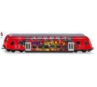 siku 1791, Double-Decker Train, 1:87, Metal/Plastic, Red, Graffiti design, Compa