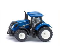siku 1091, Trattore New Holland T7.315, Metallo e Plastica, Blu, Cabina rimovibile e gancio di traino