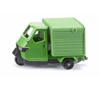Siku 1111 Piaggio Ape Verde, veicolo giocattolo a tre ruote con portellone posteriore apribile e gancio di traino, telaio in metallo, verde, veicolo cult italiano