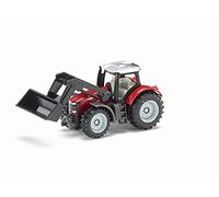 siku 1484, Trattore Massey Ferguson con caricatore frontale, Metallo e Plastica, Rosso e Nero, Caricatore frontale mobile
