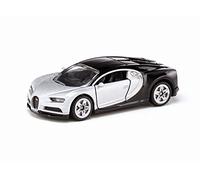 siku 1508, Auto sportiva Bugatti Chiron, Auto giocattolo per bambini, Metallo e Plastica, Argento e Nero, Portiere apribili