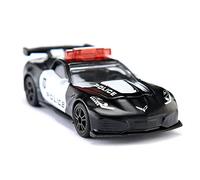 siku 1545, Auto della polizia Chevrolet Corvette ZR1, Metallo e Plastica, Nero e Bianco, Cofano apribile, Design auto della polizia USA