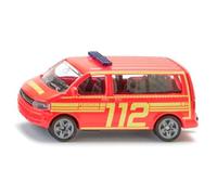 Siku 1547, VW T5 Comando dei vigili del fuoco, Metallo/Plastica, Rosso/Giallo, Macchinina per bambini, Portellone posteriore apribile, Gancio di traino