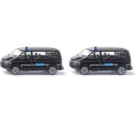 Siku 1548, VW T5 squadra speciale, Metallo/Plastica, Nero, Macchinina per bambini, Design fedele nei dettagli, Portellone posteriore apribile (Confezione da 2)
