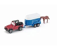 siku 1651, Jeep with Horse Trailer, Metal/Plastic, Multicolour, Incl. 1 toy hors