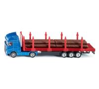 siku 1659, Camion per trasporto legname, 1:87, Metallo e Plastica, Blu e Rosso, Con tronchi d'albero inclusi