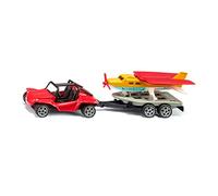 siku 1696, Buggy con Aereo Sportivo, Set Giocattolo, Metallo e Plastica, Rosso e Giallo, Con Rimorchio, Ruote in Gomma, Ali dell'Aereo Pieghevoli