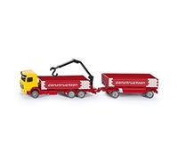 siku 1797, Camion per materiali edili con rimorchio, 1:87, Metallo e Plastica, Rosso e Giallo, Gru mobile