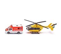 siku 1850, Set di mezzi di soccorso, 1:87, Metallo e Plastica, Multicolor, Ruote in gomma, Rotori mobili
