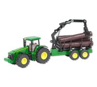 siku 1954, John Deere Tractor with Forestry Trailer, 1:50, Metal/Plastic, Green,