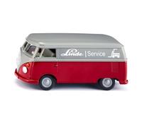 Siku 2362, VW T1 Transporter, 1:50, metallo/plastica, rosso/grigio, auto giocattolo, porte apribili, gancio di traino