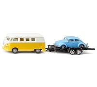 Siku - Volkswagen T1 con rimorchio e scarabeo - Giallo/Bianco/Blu - Robusto set di veicoli - Metallo e plastica - Senza PVC - Giocattolo su piccola scala - Costruzione stabile - a partire da 3 anni