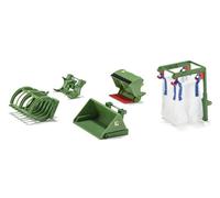 siku 3658, 5-Piece Front-Loader Accessory Set, 1:32, Green, Suitable for all sik