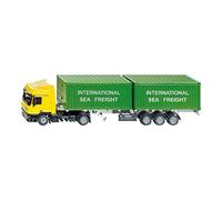 siku 3921, Camion con container, 1:50, Metallo e Plastica, Giallo e Verde, Con 2 container, Rimorchio a lunghezza regolabile