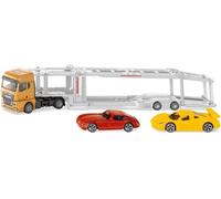 Siku 3944, Man Auto Trasportatore, 1:50, Include 2 Auto giocattolo, Metallo/Plastica, Arancione/Argento, Rimorchio Sganciabile, Piattaforma Sospensibile