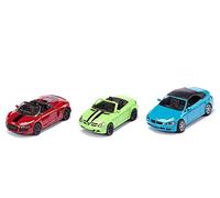 siku 6314, Set di 3 cabriolet, Metallo e Plastica, Rosso e Verde e Blu, Decappottabili, Compatibili con altri modellini siku della stessa scala di grandezza