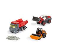 siku 6329, Set regalo per costruzioni stradali, Dumper, Pala gommata Liebherr, Rullo compressore, Parti mobili, Incl. granuli