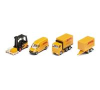 Siku Set logistico DHL 6324 - 4 pezzi in metallo/plastica, giallo, con varie funzioni