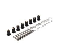 SIKUAI 24 pezzi OT001449 Faro Touring Bucket Nacelle Acciaio Inox e Gomma Pozzetto Dado Vite Acciaio Inox e Gomma Nero e Argento per Moto Davidson