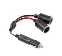SIKUAI Adattatore per caricabatterie da 30 cm, presa, spina, connettore 12V/24V, accendisigari a 2 vie, 1 pezzo, rame, metallo nero
