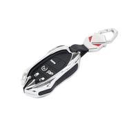 SIKUAI Custodia per portachiavi con chiave intelligente, custodia per chiave remota a 5 pulsanti, lega di zinco argentata + silicone per Challenger 2015-up 1 set