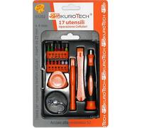 SikuroTech Kit 17 Utensili per Riparazione Cellulari e Smartphone - Inserti in Acciaio S2 ad Alta Resistenza - Cacciaviti di Precisione - Strumenti di Apertura Display - Antiscivolo e Portatile