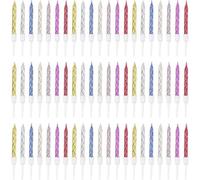 Sikweny 60 Pezzi Candela, Spirale Colorate Candeline & Candle | Confezionati Singolarmente Decorazioni Torta con Supporto per Compleanni Feste Matrimoni e Eventi Torta e Feste