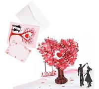 Sikweny Biglietto Auguri Matrimonio Forma Tridimensionale Biglietto Anniversario Disegno Dell'albero Dell'amore Inviti Matrimonio Leggero e Portatile per San Valentino Festa Della Mamma