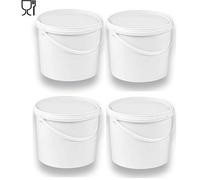 sil2018, secchio con coperchio, e: bianco, 4 x 5 litri, impilabile, per latte/scorte, miele, in plastica adatta al contatto alimenti, a norma alimentare farina, acqua, pezzi