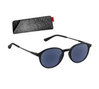 SILAC Unisex - Occhiali da sole con prescrizione - Sol Black Metal 7650 Black - Per uomo e donna - Protezione UV400 - Lenti ovali - Lettore solare stile retrò (2.00)