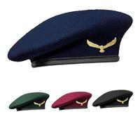 SILAK Berretto tradizionale stile militare con distintivo aquila in metallo, ispirato a Che Guevara, berretto di lana francese per uomo e donna, Blu, taglia unica