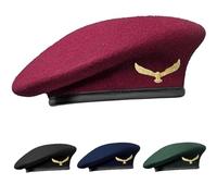 SILAK Cappellino stile tradizionale dell'esercito con distintivo dell'aquila in metallo - Che Guevara ispira, cappello berretto francese di lana per uomini e donne, bordeaux, Taglia unica