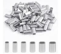 SILANON Manicotti a crimpare in alluminio da pesca, 100 pezzi, a barilotto singolo, ovali, per crimpare lenza, connettori per tubi, cavi metallici, attrezzatura da sartiame