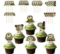 Silars Decorazione per cupcake a forma di bradipo 24 pezzi, decorazione per torte di compleanno, decorazione per cupcake, decorazione fai da te, decorazione per animali, baby shower, compleanno, festa