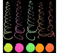 Silars Decorazioni a Spirale Neon, 10pz Neon Decorazioni Pendenti a Spirale Stelle Filanti da Appendere Decorazioni per Fluo Party, per Compleanno Matrimonio Bagliore Decorazioni Festa