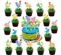 Silars Decorazioni Torta Dinosaure, 1+16pzs Topper per Compleanno, per Amanti dei Dinosauri e Feste a Tema