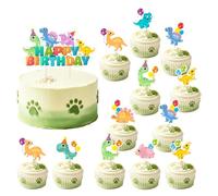 Silars Decorazioni Torta Dinosaure, 1+16pzs Topper per Compleanno, per Amanti dei Dinosauri e Feste a Tema