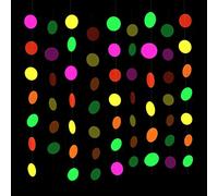 Silars Ghirlande di Carta Neon, 4,4m Ghirlanda di Carta Forniture per Feste al Neon di Bagliore per Fluo Party, Appese Decorazioni per Compleanno Bagliore Decorazioni Festa (Ghirlanda di Puntini)