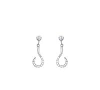 Silber Ohrringe Ohrstecker Groß, Ohrringe 925 Silber Haken mit Rundschliff Weiß Zirkonia