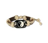 SilberDream - Bracciale Ying Yang Surfer unisex in pelle bovina, marrone D2LA3196B, un bel regalo per Natale, compleanno, San Valentino per la donna, per l'uomo