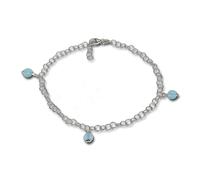 Silberdream Cavigliera Azzurro per Donna 925 Gioielli Argento Sfera 25cm SDF011H