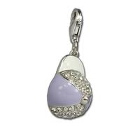 Silberdream Charm 925 In Argento Pendente Bianco Viola Basecap Zirconia FC663