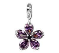 Silberdream Charm Gioiello 925 Argento Pendente Viola Fiore Zirconia FC4116