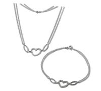 Silberdream Collana & Bracciale Brillanti Cuore Argento Set Gioielli per Donna