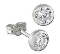 Silberdream Orecchini 5mm per Donna 925 D'Argento Zirconi Bianchi SDO5535W