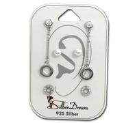 Silberdream Zirconia Art Pearl 3er Orecchini a Farfalla Set 925 Argento SDS618WJ