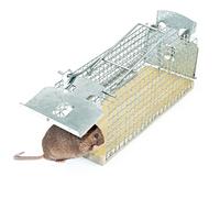 Silberkraft Trappola viva per topi - Trappola riutilizzabile in filo metallico con meccanismo a molla - Trappola per topi rispettosa degli animali per interni ed esterni - 1 pezzo