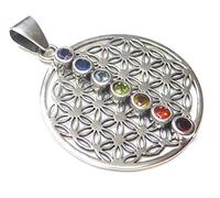 Silberschmuck - BG Chakra, ciondolo a forma di fiore della vita, con pietre chakra, in argento Sterling, 3,0 cm