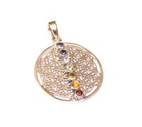 Silberschmuck - BG Chakra, ciondolo a forma di fiore della vita, con pietre chakra, in filigrana, 2,5 cm, gioiello da donna, simbolo di protezione, 2,0 cm, Argento sterling, Zirconia cubica