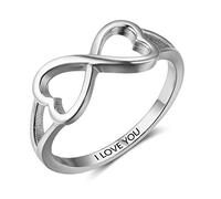 SILBERTALE Anello Argento 925 Donna Uomo Infinito Signore Nodo Anelli ti amo Promessa Anello Cuore Gioielli Donne Amicizia Fede Fdanzamento Taglia 7-21